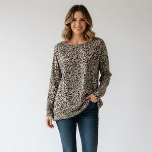 MinkPink Tunic Size Medium Long Sleeve Animal Print
